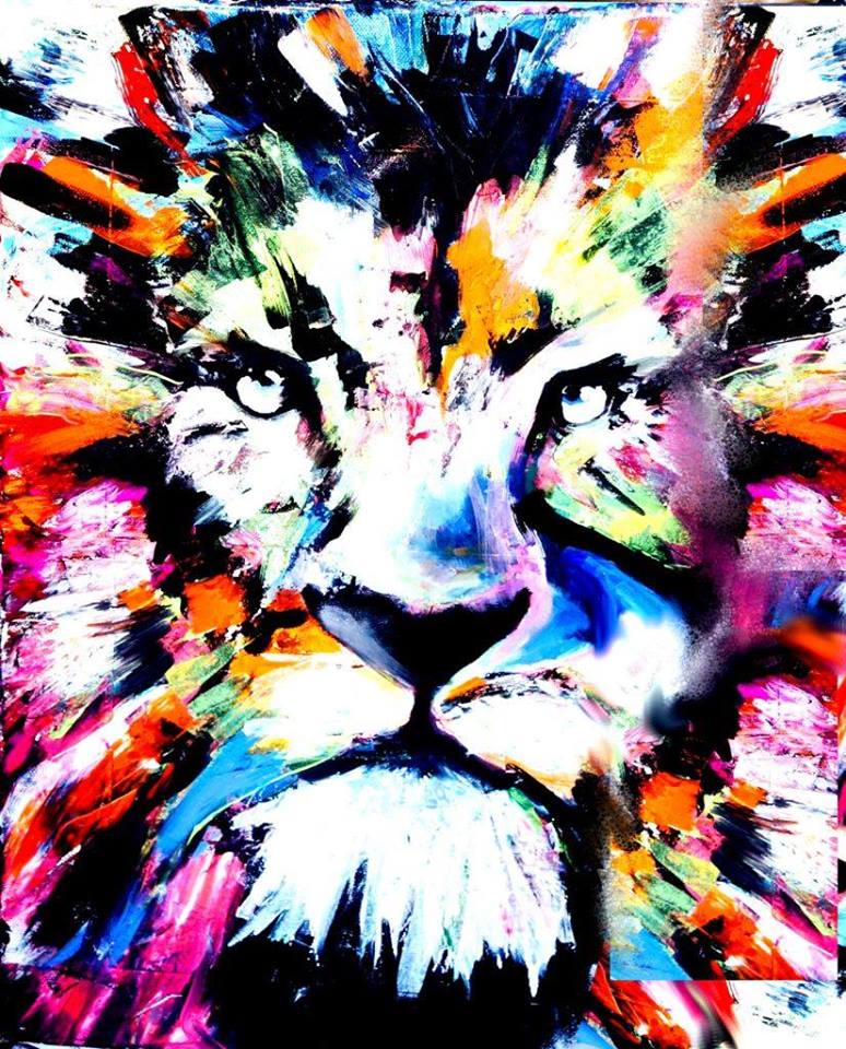 Artnight de Kade Gekleurde Leeuw