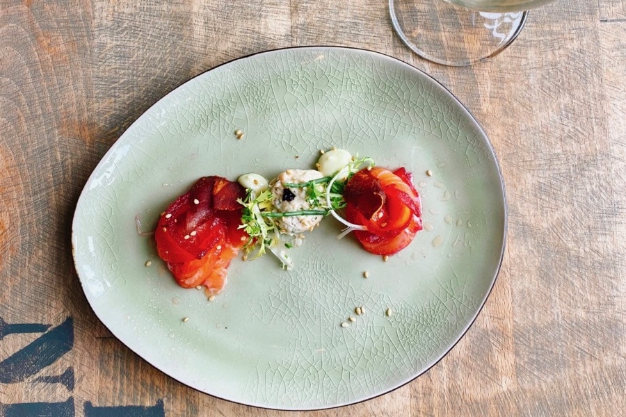 Gepekelde en gemarineerde zalm (Amusetour @ Heerlijk Nel)